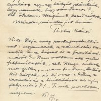 Réti István levele Thorma Jánosné Kiss Margitnak